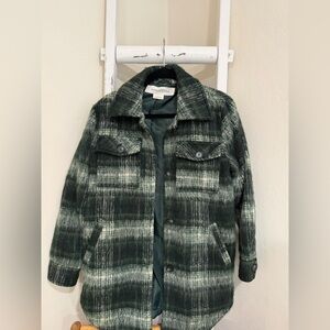 Green Plaid Button-Up Jacket